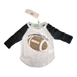NWT Southern Grace‎ Girls Raglan Lace Sleeve Shirt Football Size 2 /4 Youths